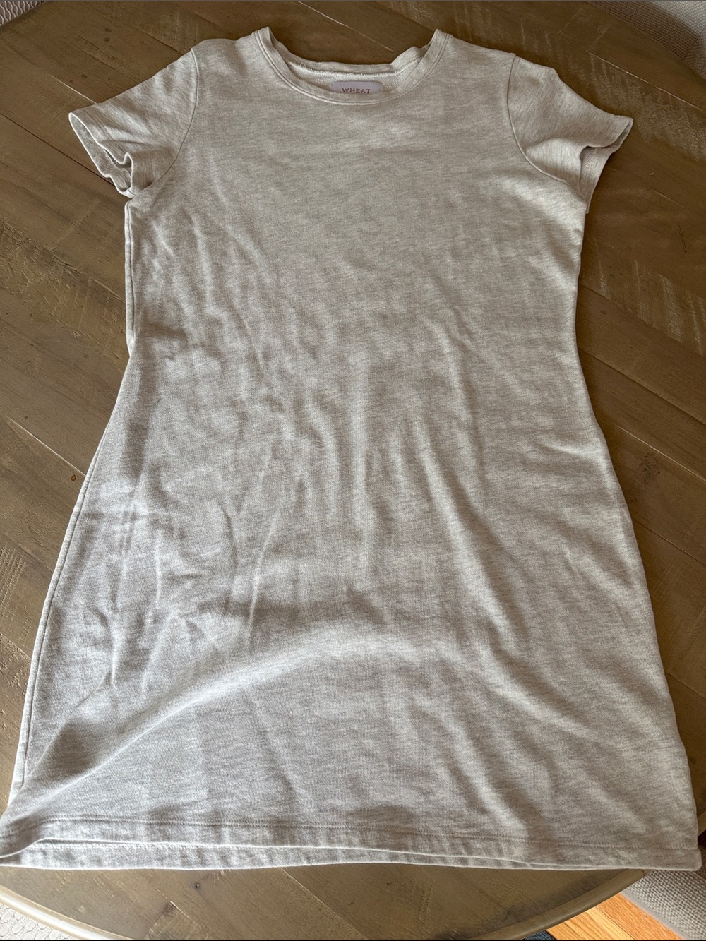 Simple Short-Sleeve T-Shirt Dress in Light Grey by Wheat
